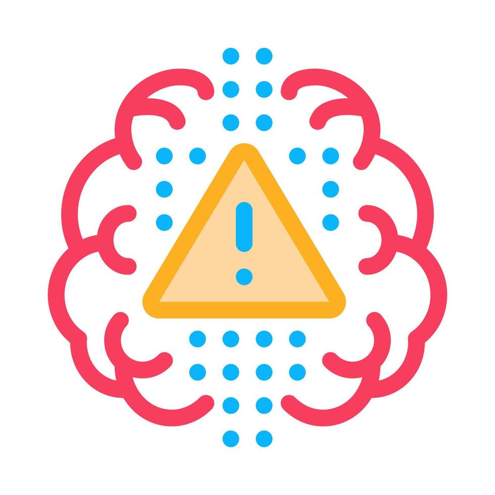 brain exclamation mark icon vector outline illustration