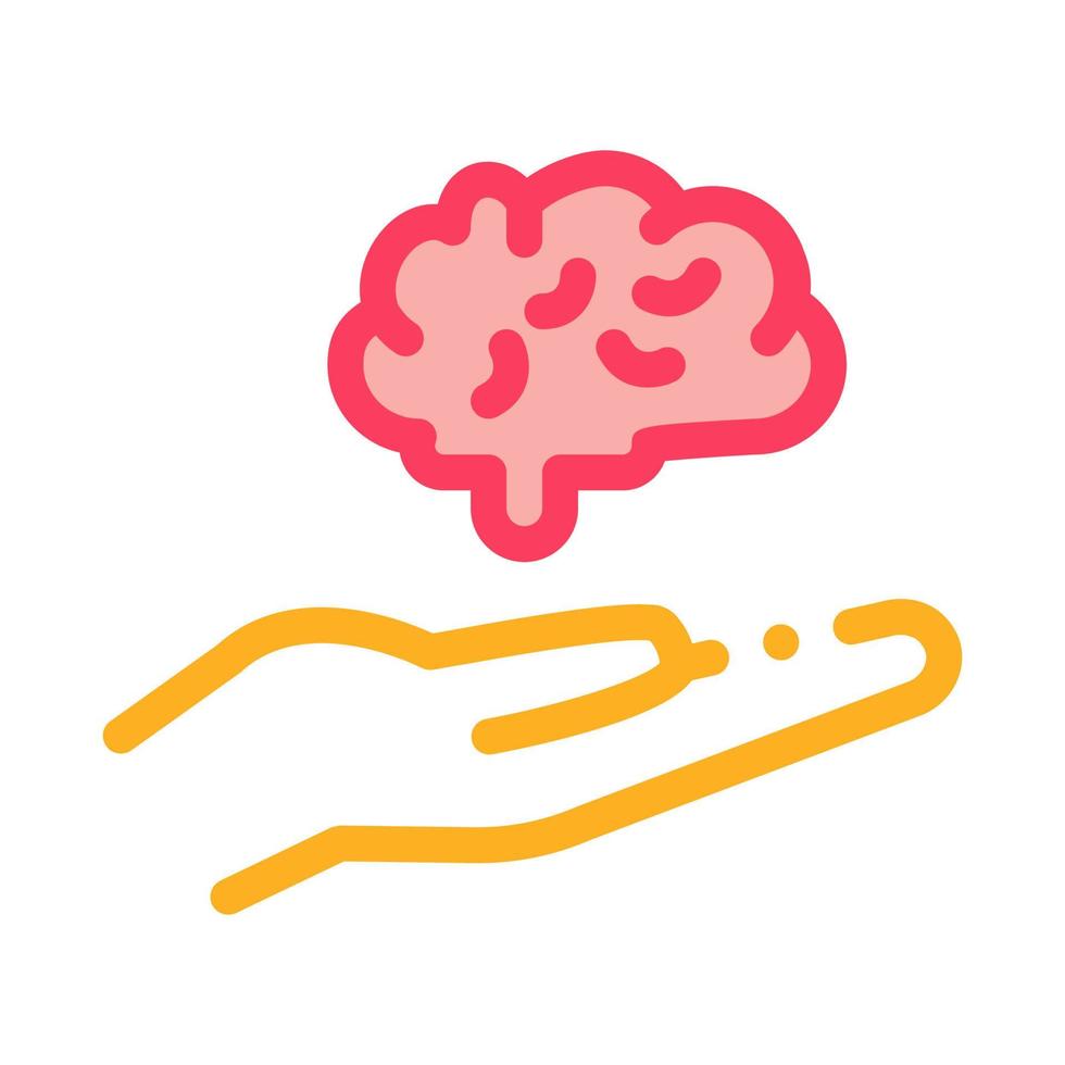 hand hold brain icon vector outline illustration