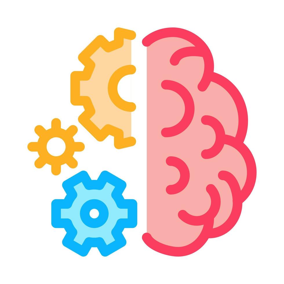 brain work mechanical gears icon vector outline illustration
