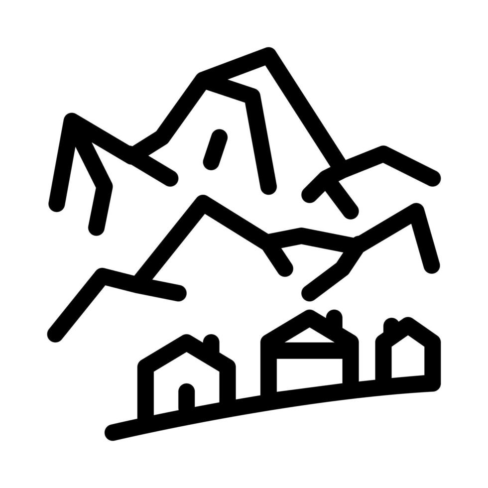 ski resort village icon vector outline illustration