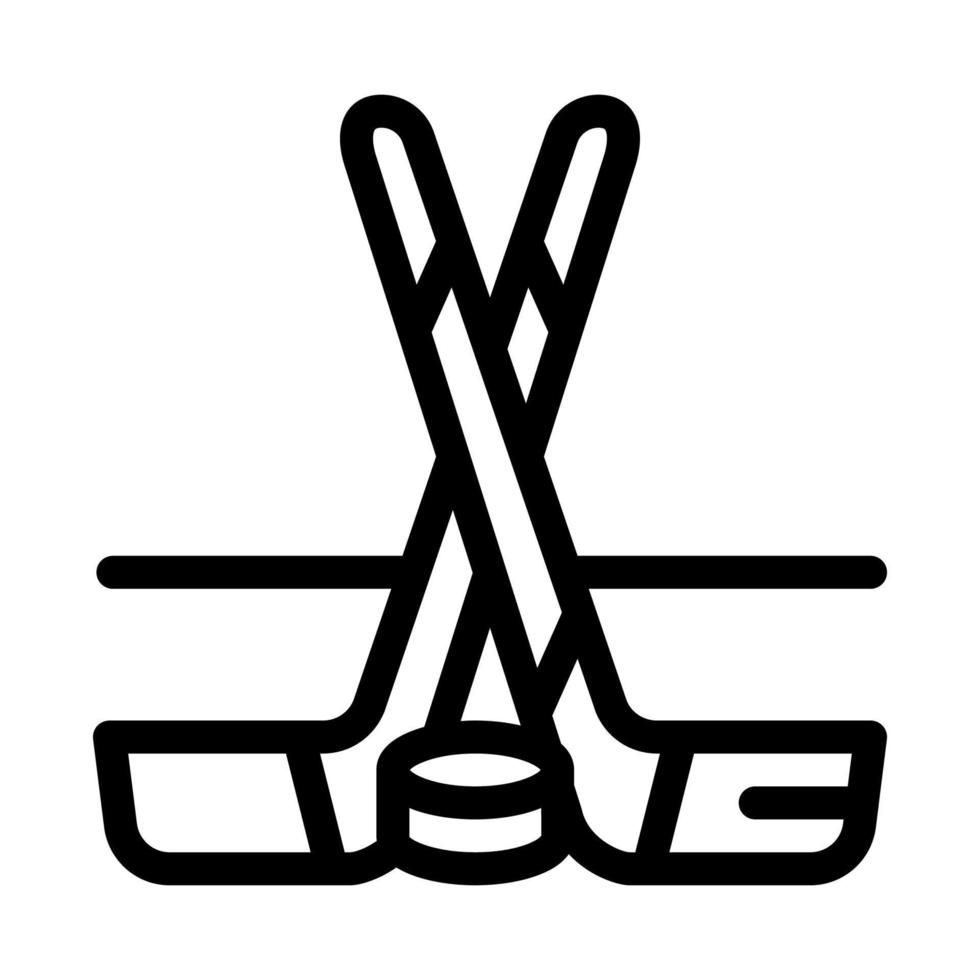 Ilustración de contorno de vector de icono de calza y palos de hockey