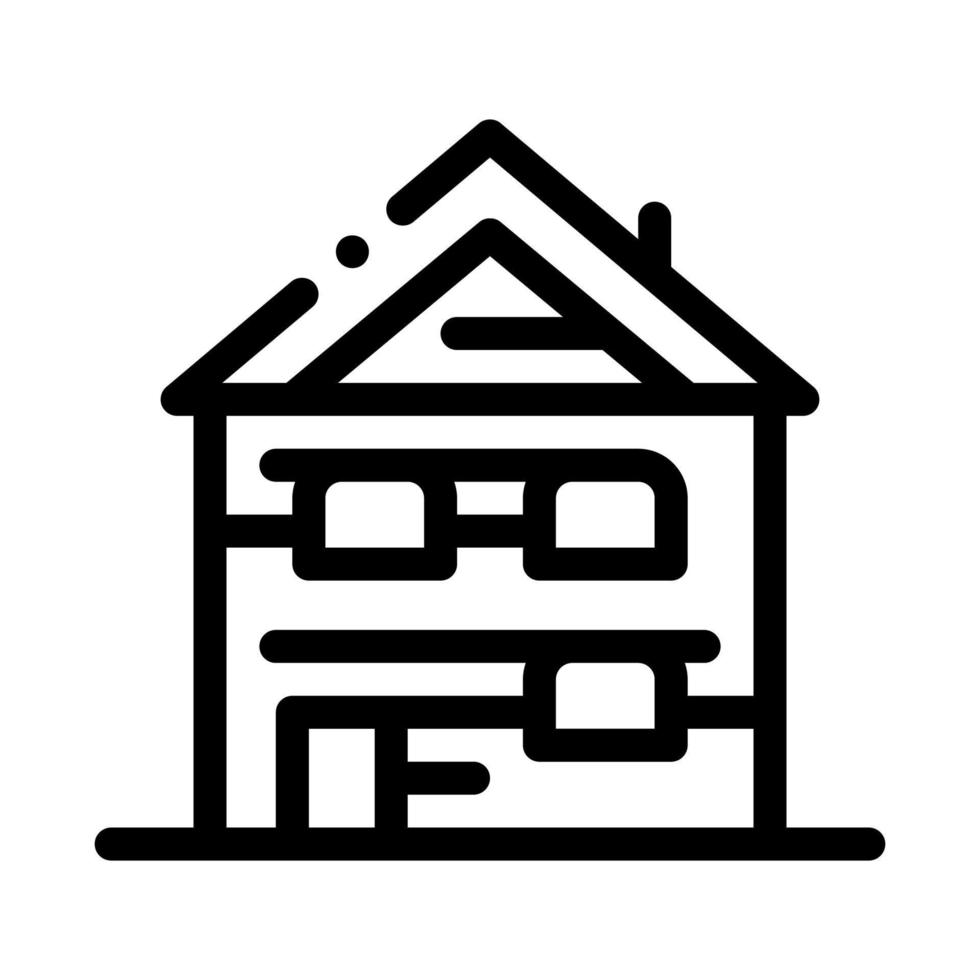 ilustración de contorno de vector de icono de edificio de cabina de estación de esquí