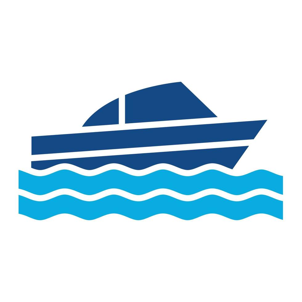 Splash Boat Glyph Two Color Icon vector