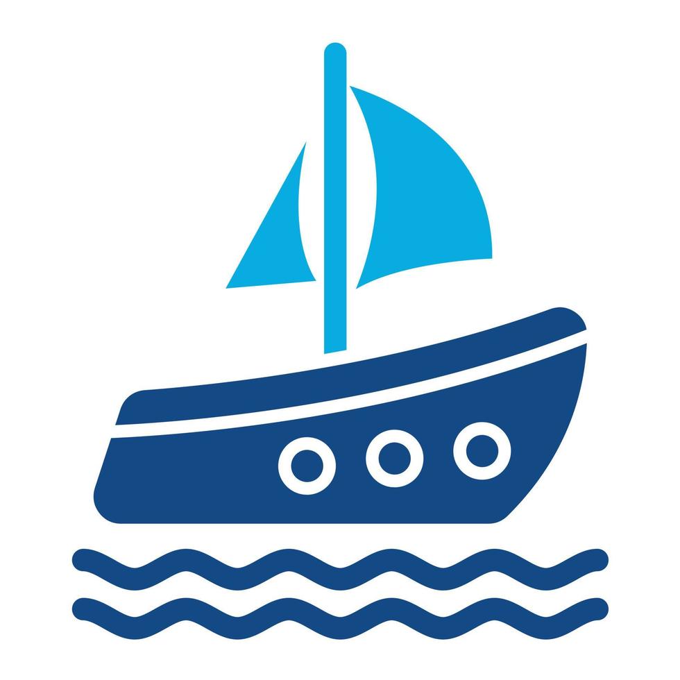 glifo de barco de vela icono de dos colores vector