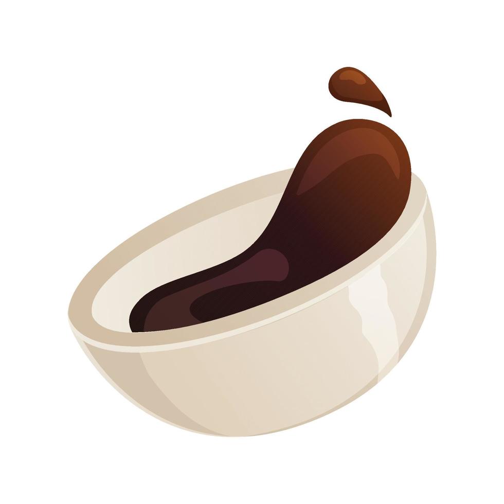 Soy sause bowl. Asian cuisine, Japanese food garmesh realistic cartoon illustration vector