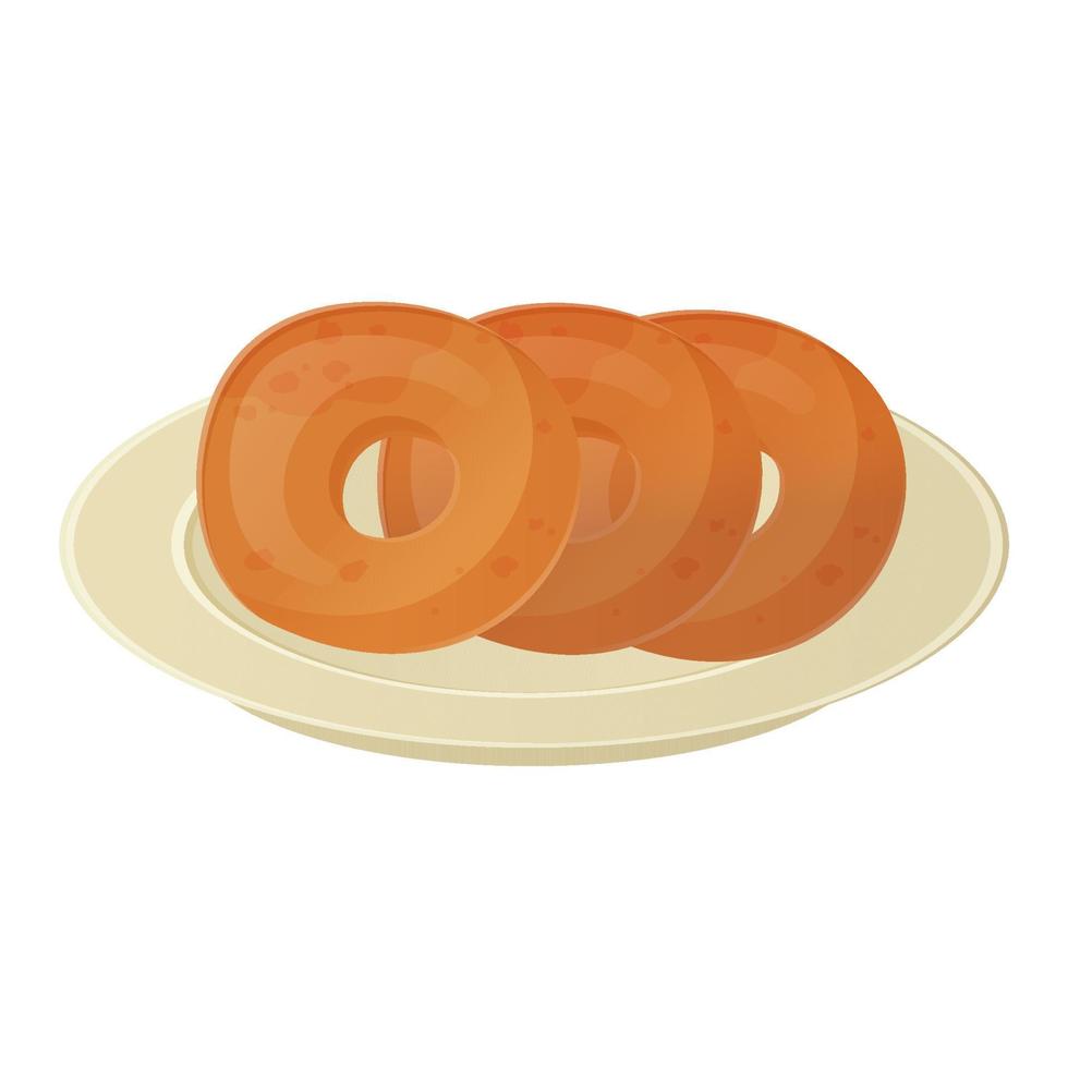 Peruvian Picarones dish on a plate illustration isolated on white background in cartoon style. vector