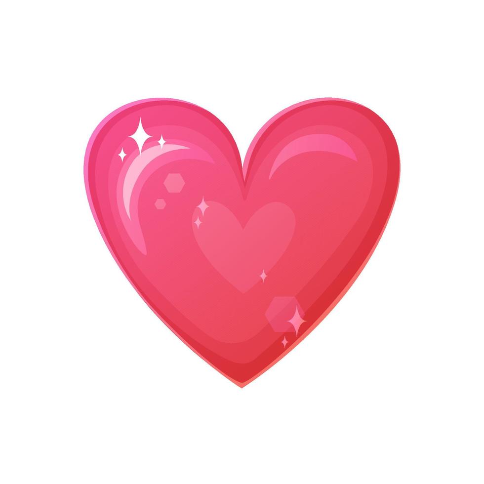 emoji de corazón rosa brillante. concepto romántico. ilustración vectorial de stock en estilo de dibujos animados plana aislado sobre fondo blanco. vector