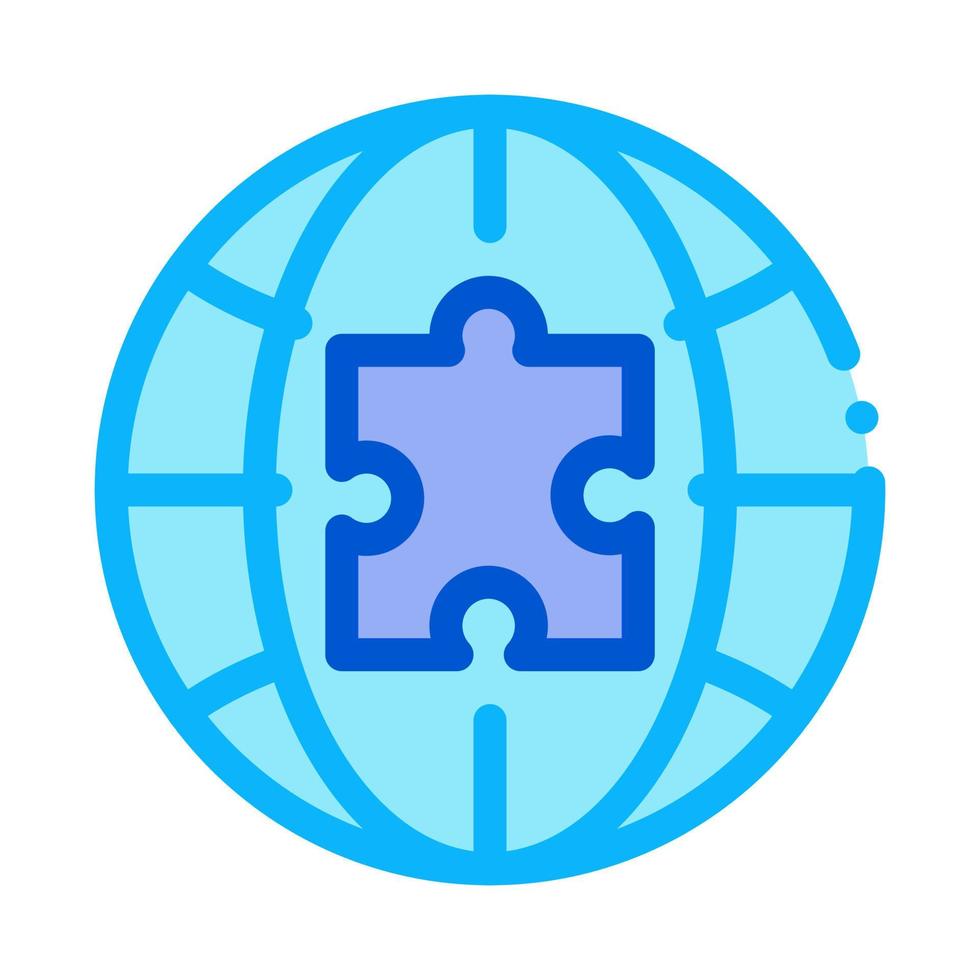 globe puzzle piece icon vector outline illustration