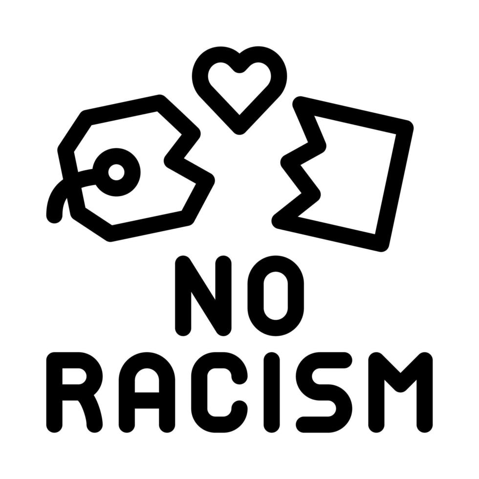 sin racismo etiqueta rasgada icono vector contorno ilustración