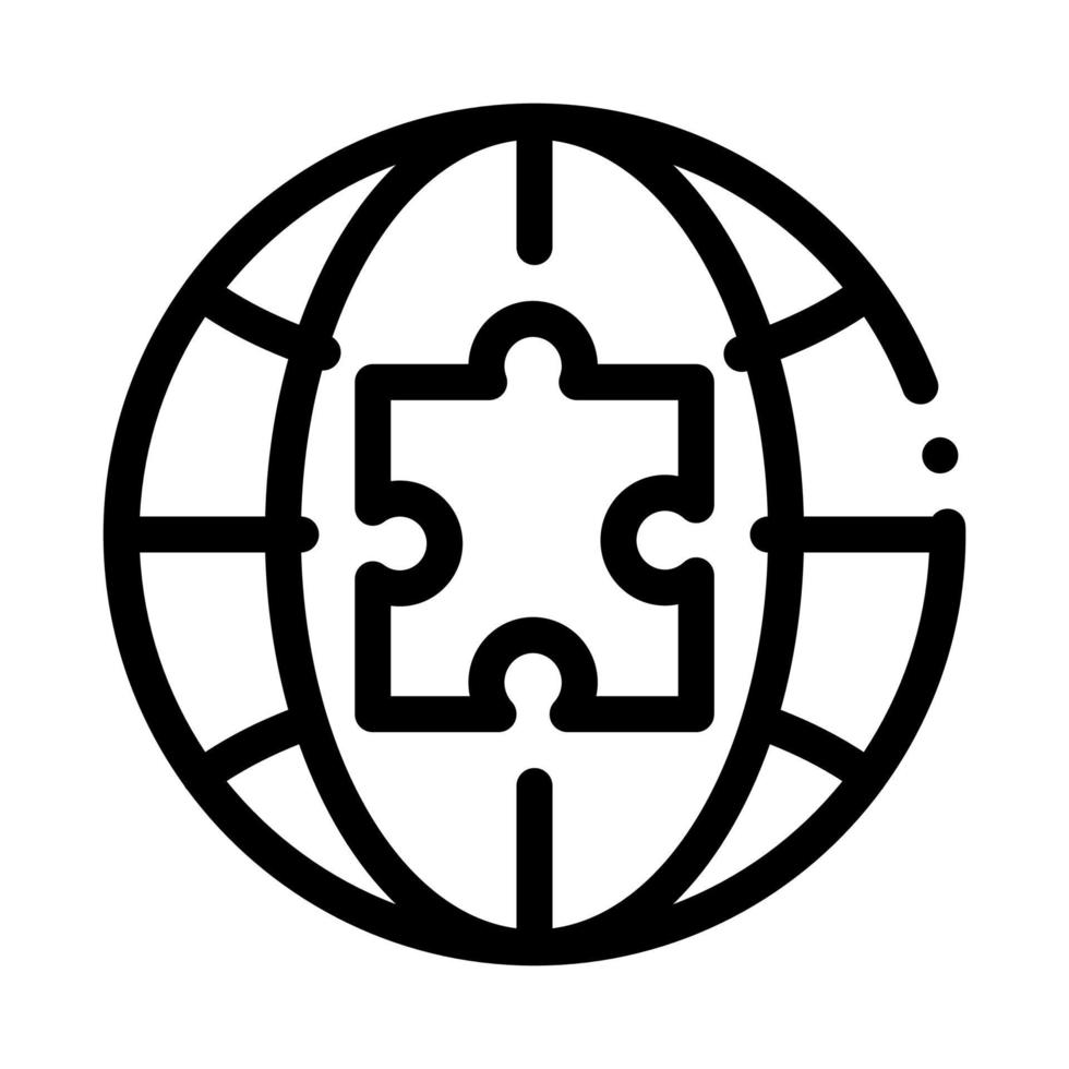 globe puzzle piece icon vector outline illustration