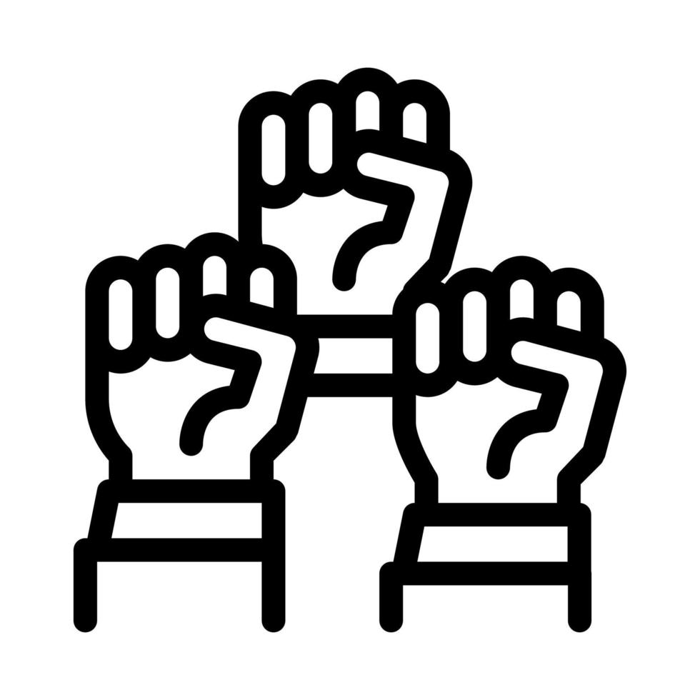 multiracial fists icon vector outline illustration