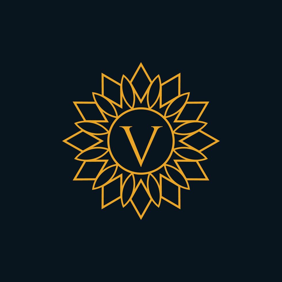 Letter V with border vector design