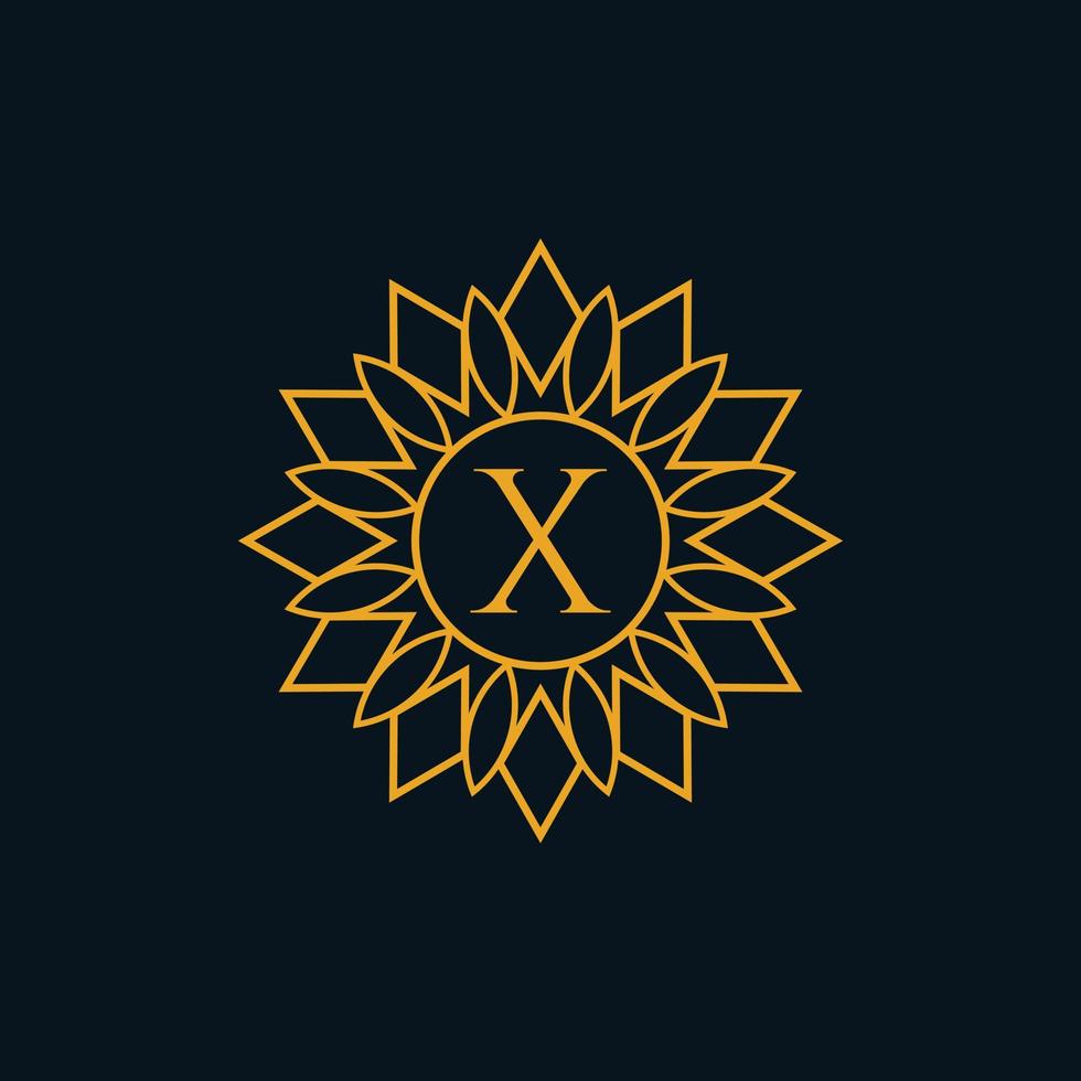 Letter X with border vector design