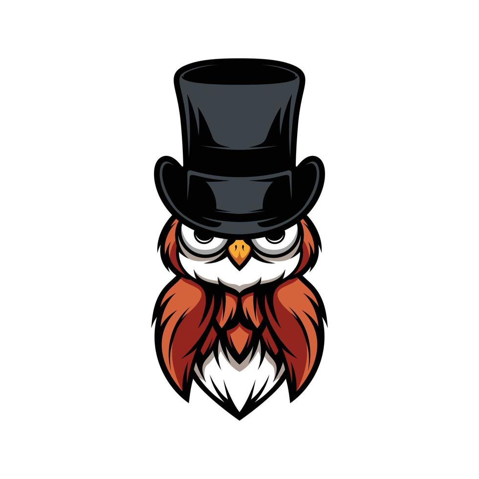 New owl Tophat mascot design vector