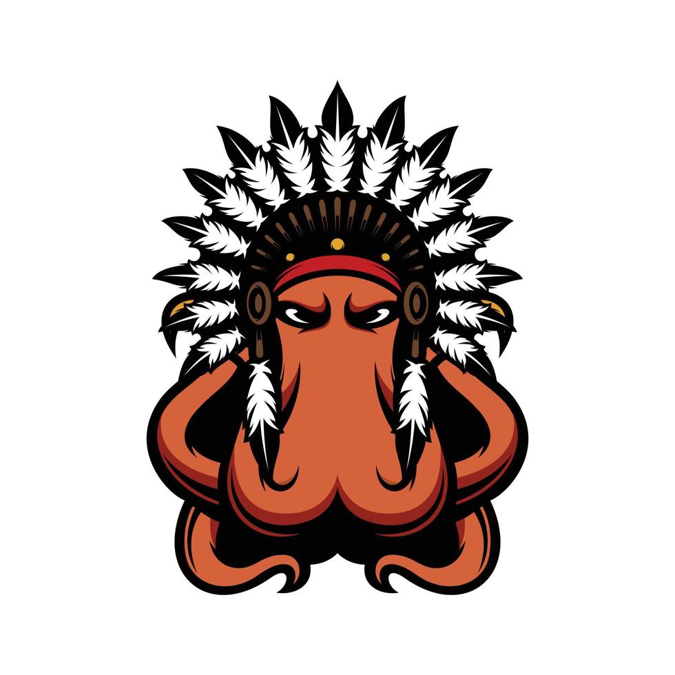 nuevo diseño de mascota pulpo apache vector