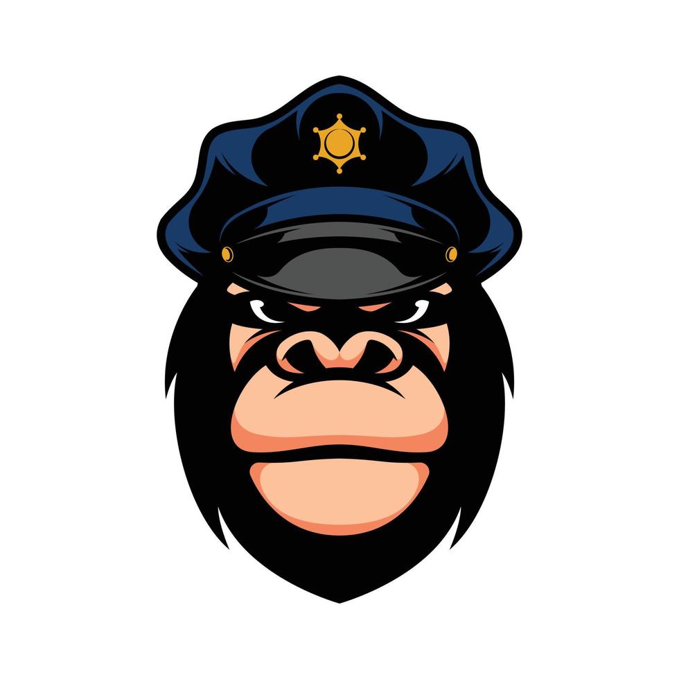 nuevo diseño de mascota de policía gorila vector