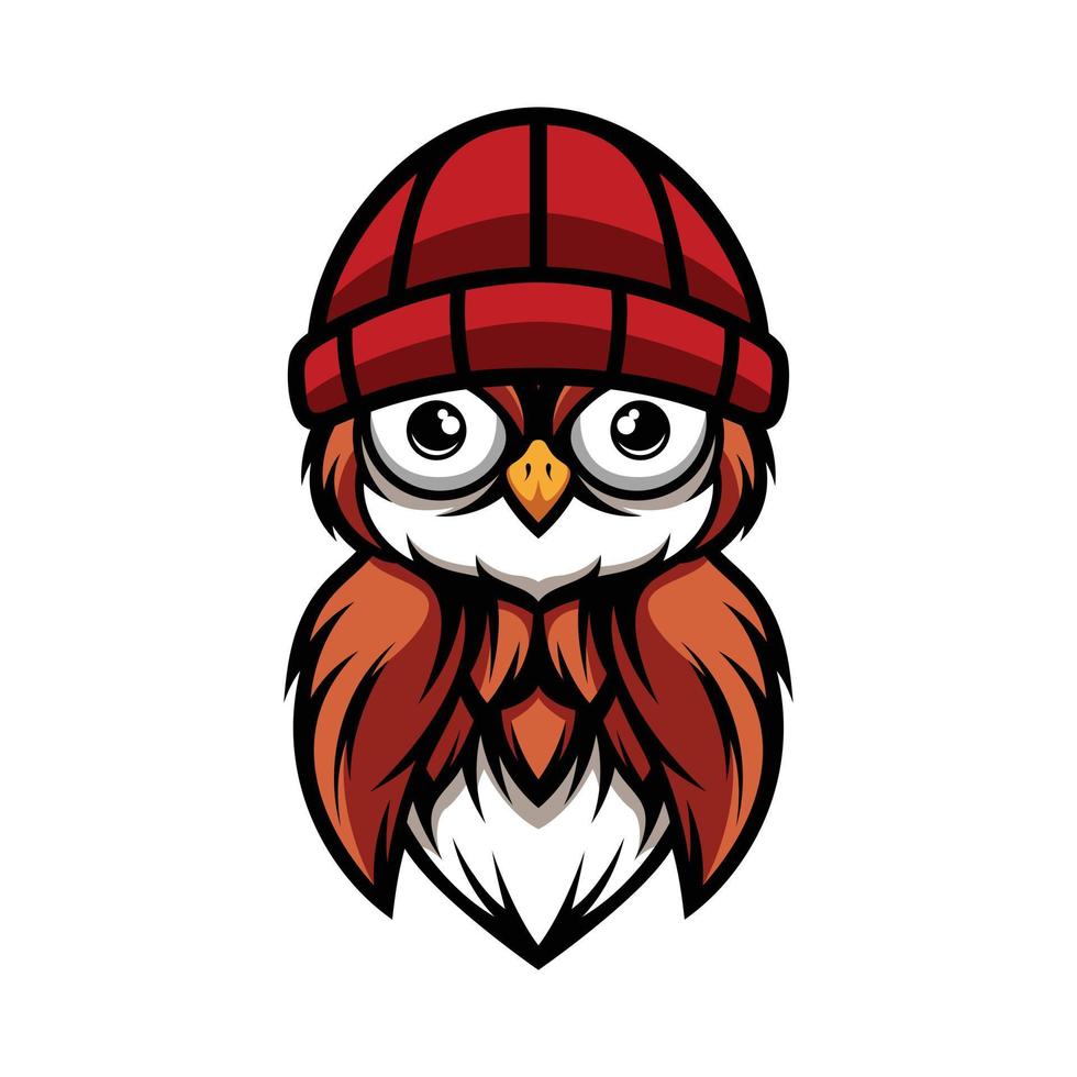 New owl Beaniehat mascot design vector