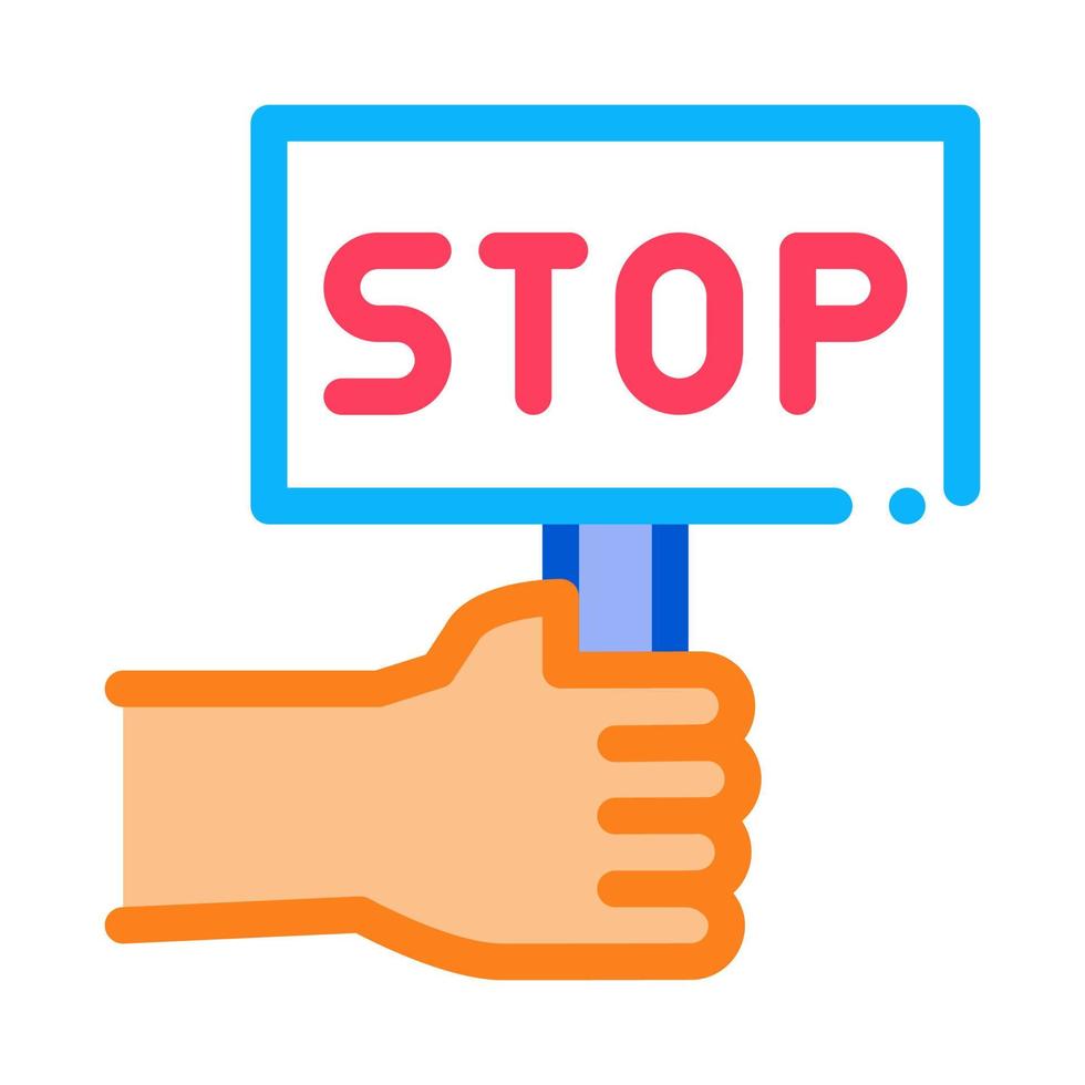 stop racism nameplate icon vector outline illustration