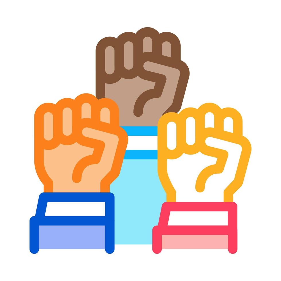 multiracial fists icon vector outline illustration