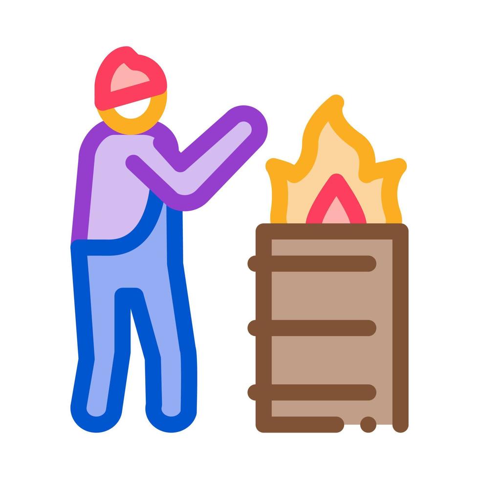 homeless warming flame icon vector outline illustration