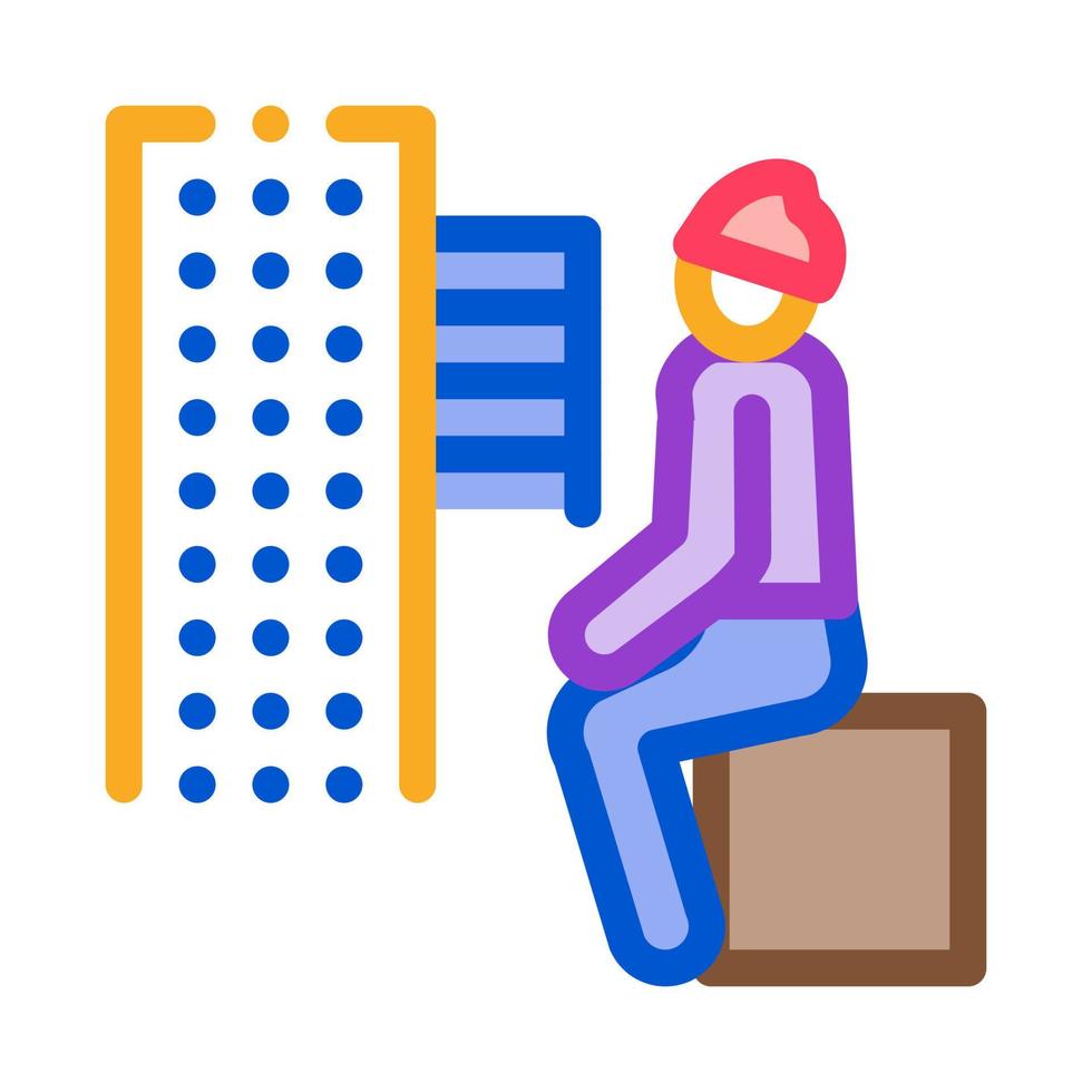 homeless sitting on box in city icon vector outline illustration