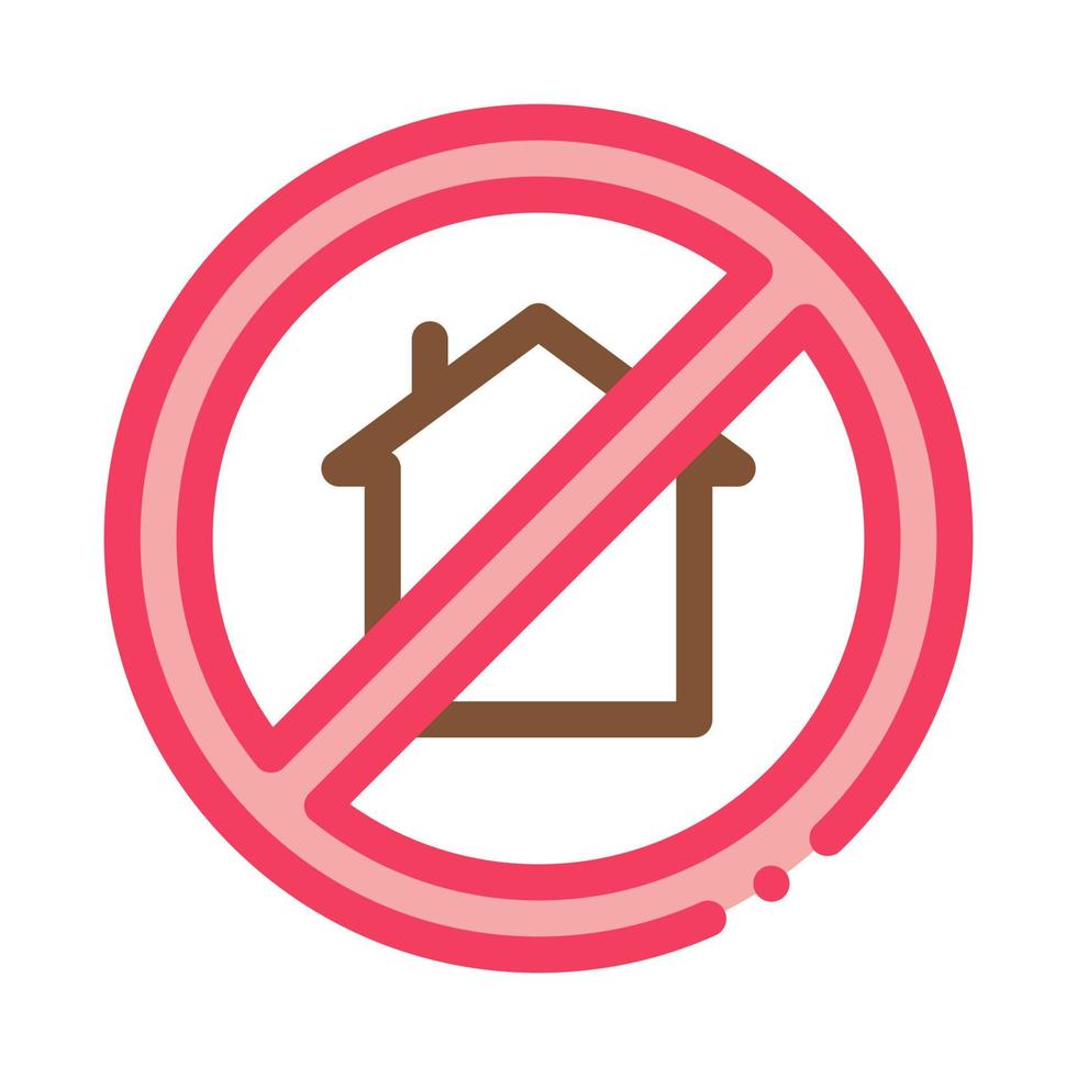 house crossed out sign icon vector outline illustration