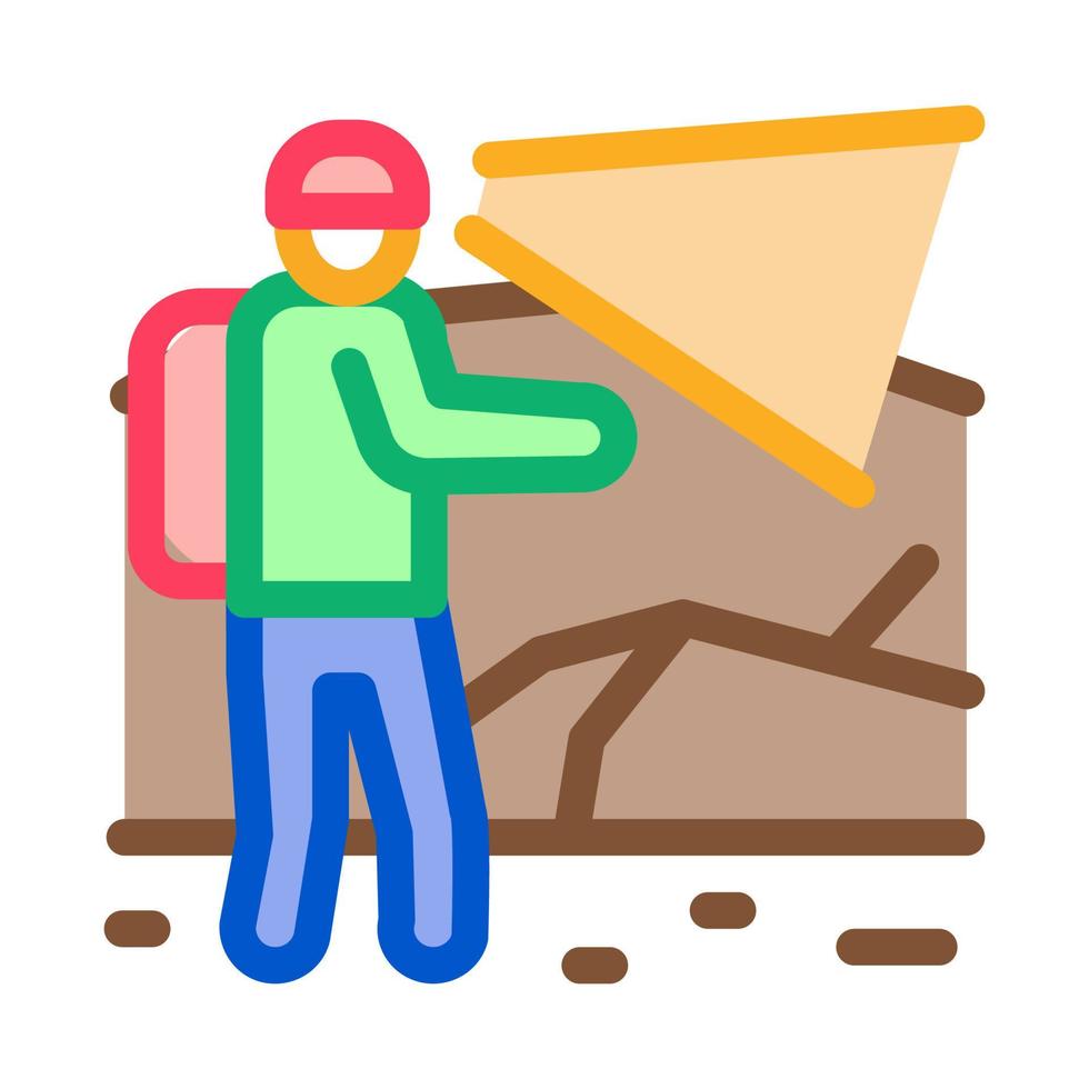 human in cave icon vector outline illustration