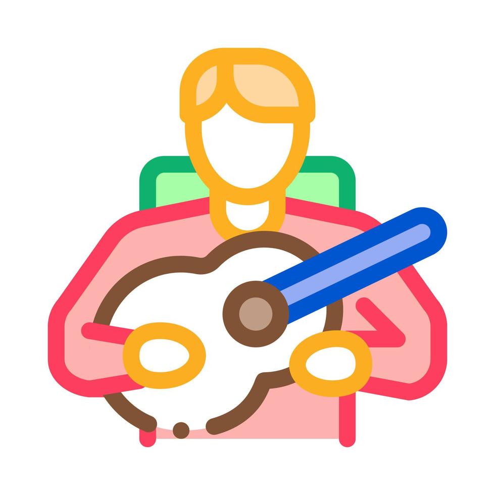 bard playing on guitar icon vector outline illustration