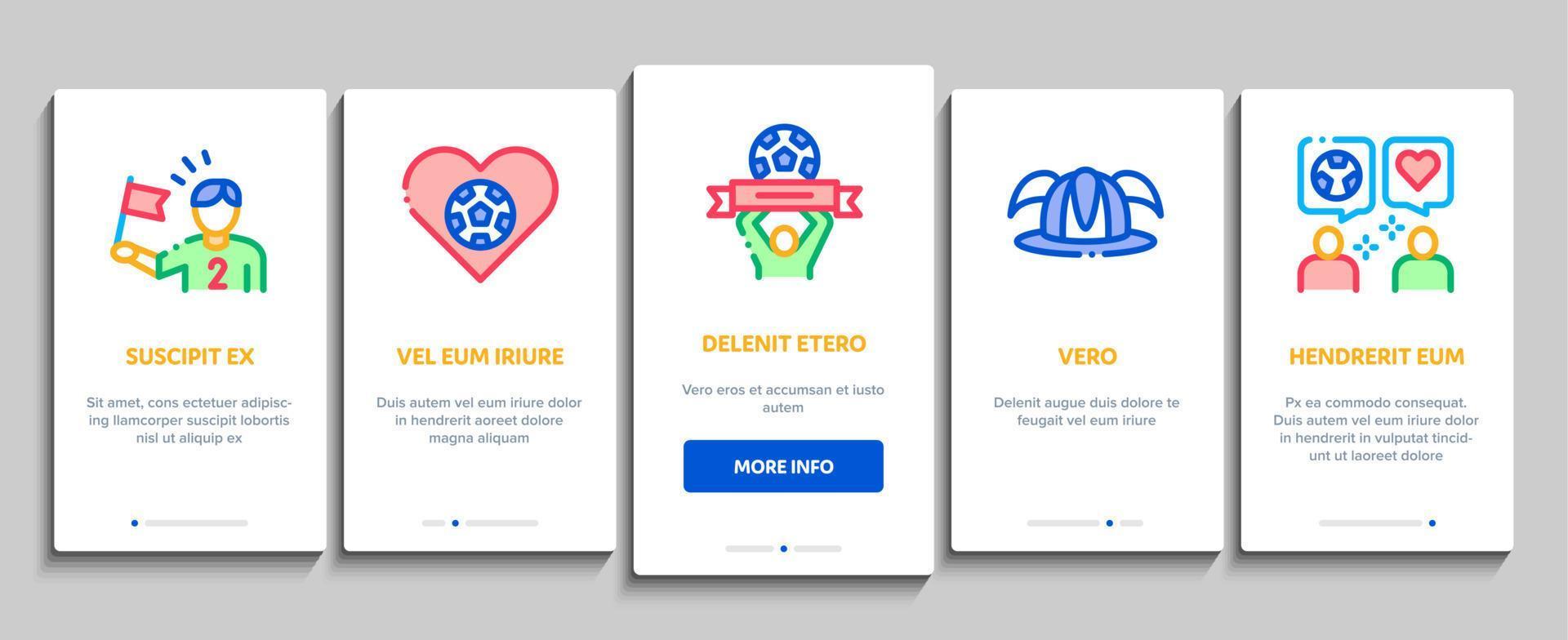 Soccer Fan Attributes Onboarding Elements Icons Set Vector