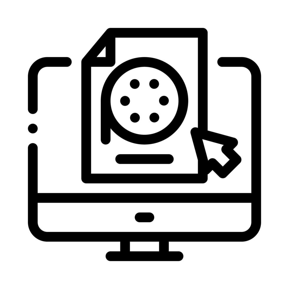 selection of video document on computer icon vector outline illustration