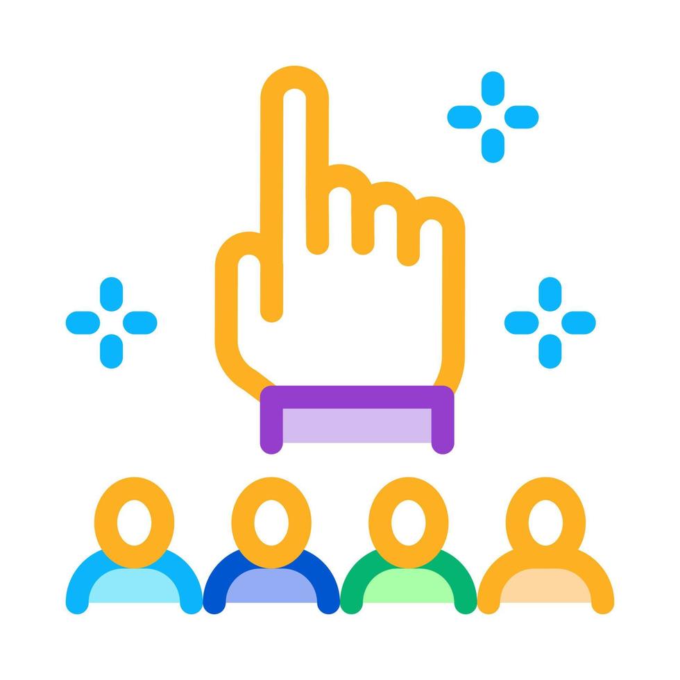 finger up gesture and audience icon vector outline illustration