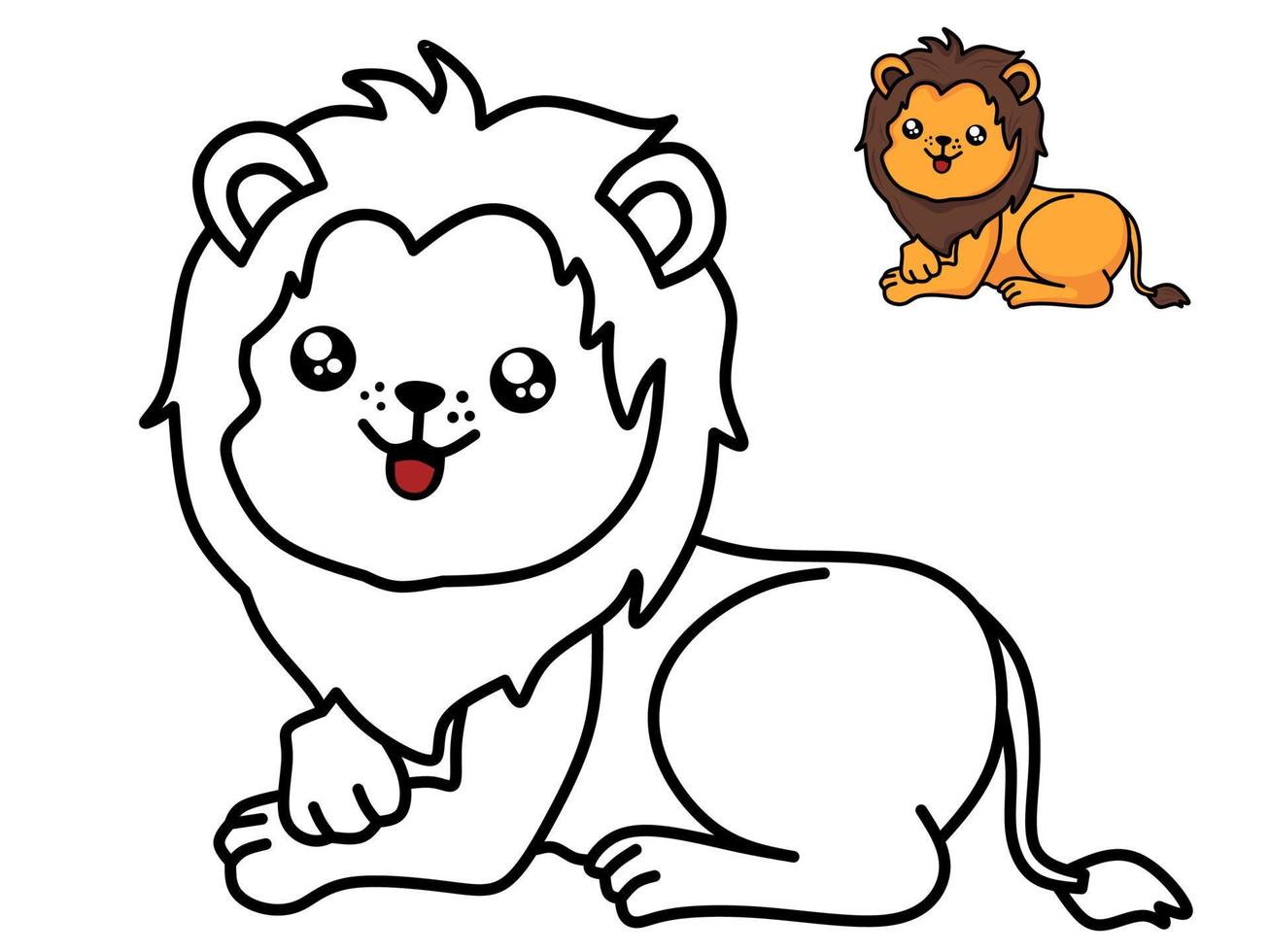 Lion cartoon for coloring page vector