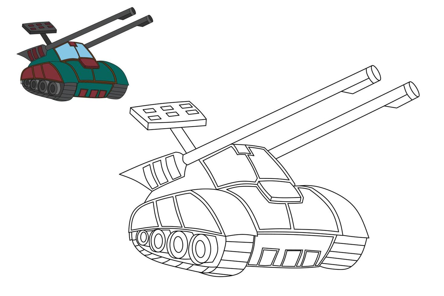 Tank coloring page vector