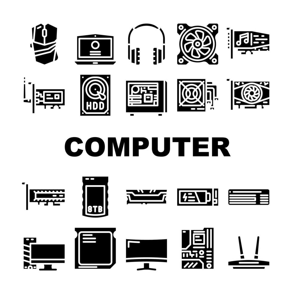 Computer Accessories And Parts Icons Set Vector