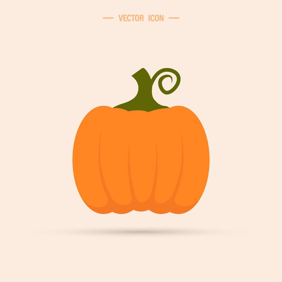 Pumpkin icon. The main symbol of the holiday Halloween. Holiday on October 31st. Isolated vector illustration.