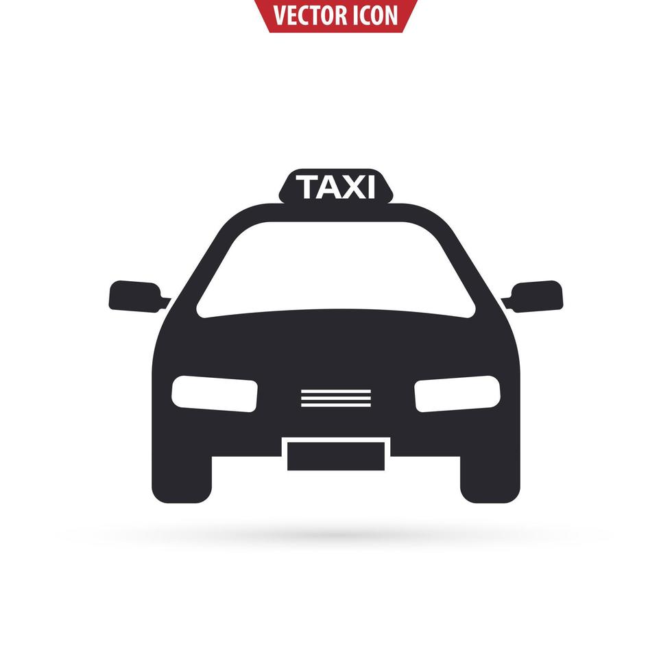 Front view taxi icon. Transportation concept. Vector illustration isolated on white background.