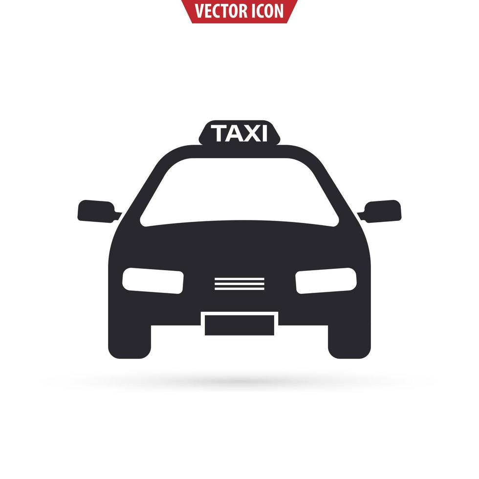 icono de taxi de vista frontal. concepto de transporte. ilustración vectorial aislado sobre fondo blanco. vector