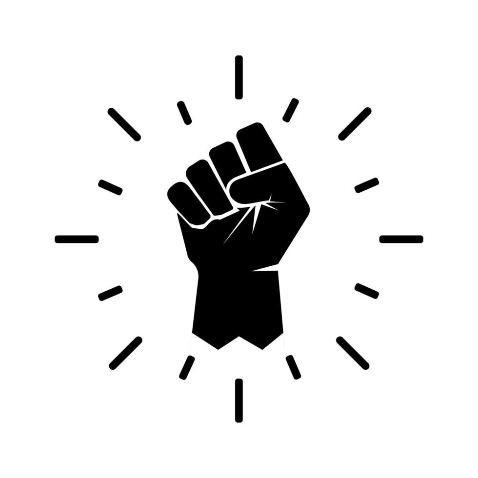 Black raised fist protest symbol icons. Hands clenched power symbol. Black lives important protest. Vector illustration