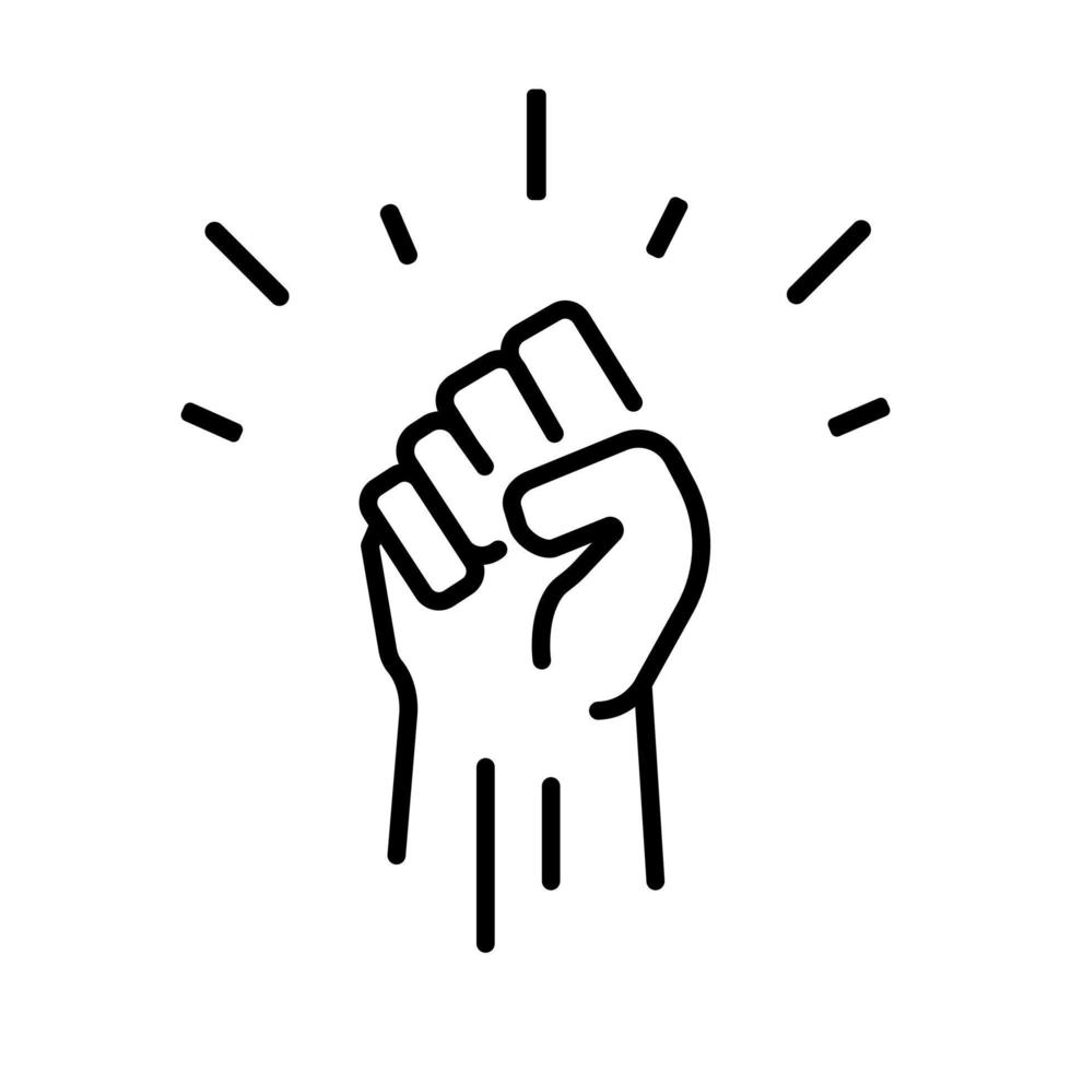 Black raised fist protest symbol icons. Hands clenched power symbol. Black lives important protest. Vector illustration