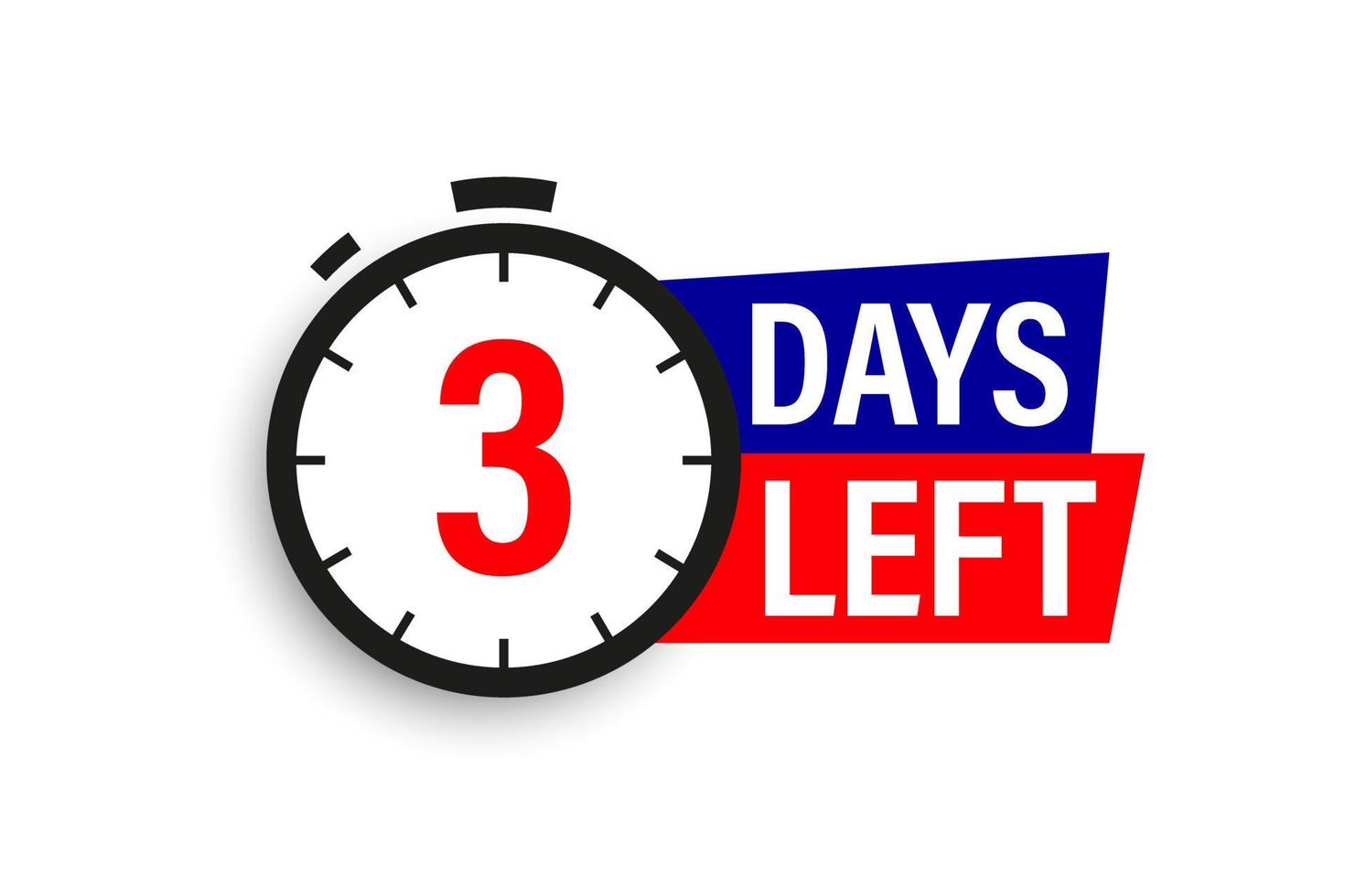2 days left. Countdown badge. Vector illustration isolated on white background.