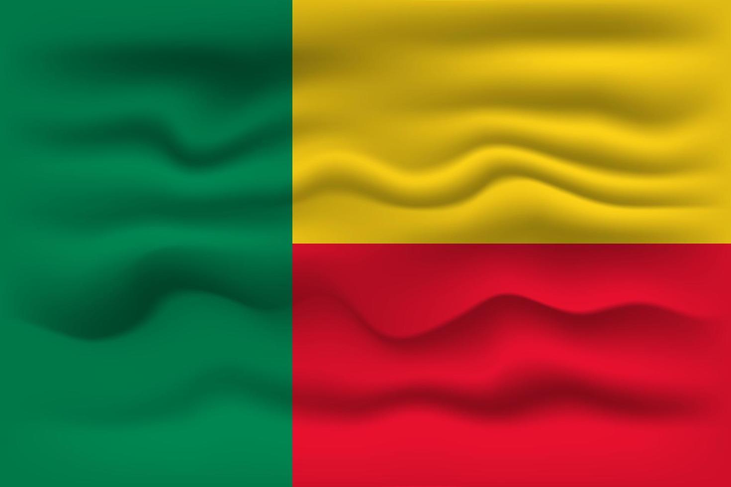 Waving flag of the country Benin. Vector illustration.