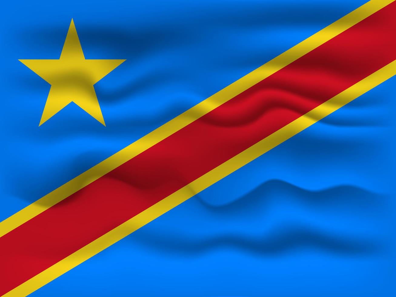 Waving flag of the country Democratic Republic of the Congo. Vector illustration.