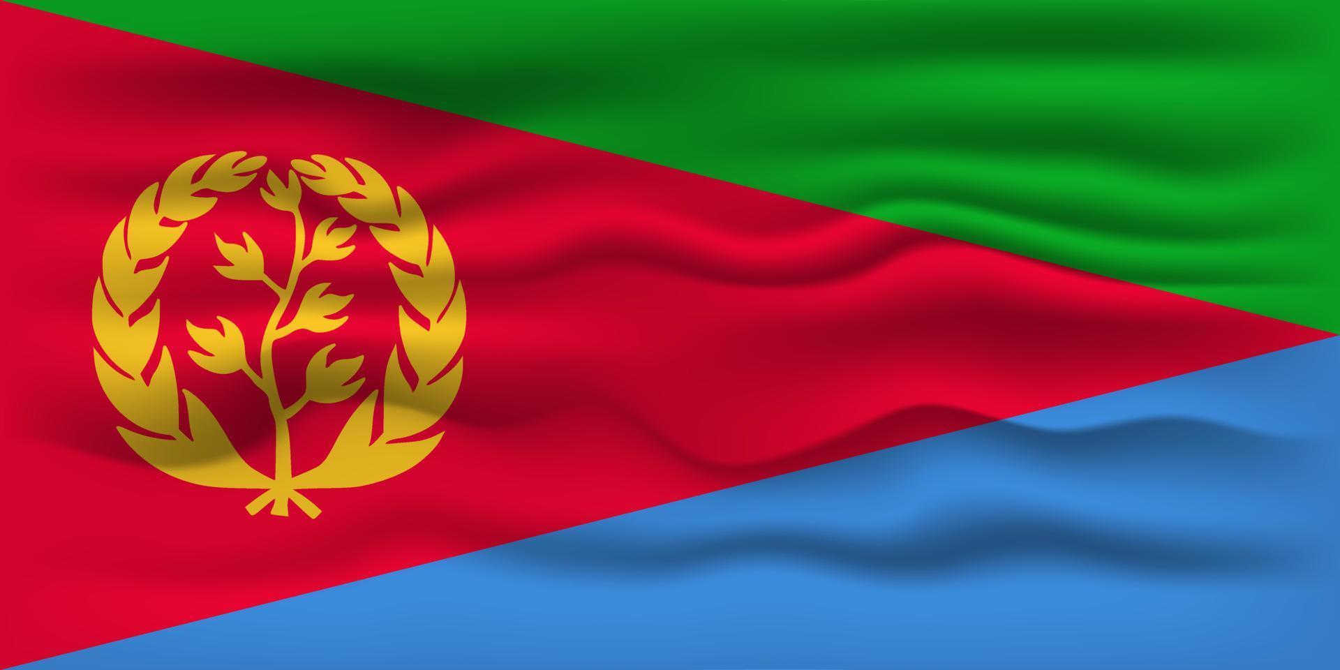 Waving flag of the country Eritrea. Vector illustration.