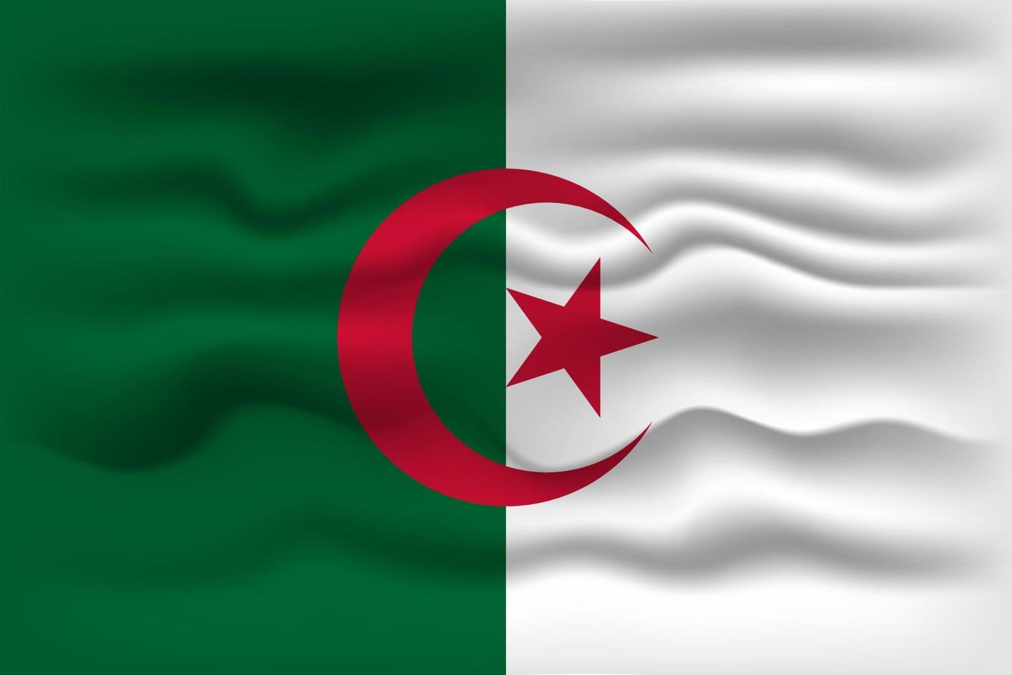 Waving flag of the country Algeria. Vector illustration.