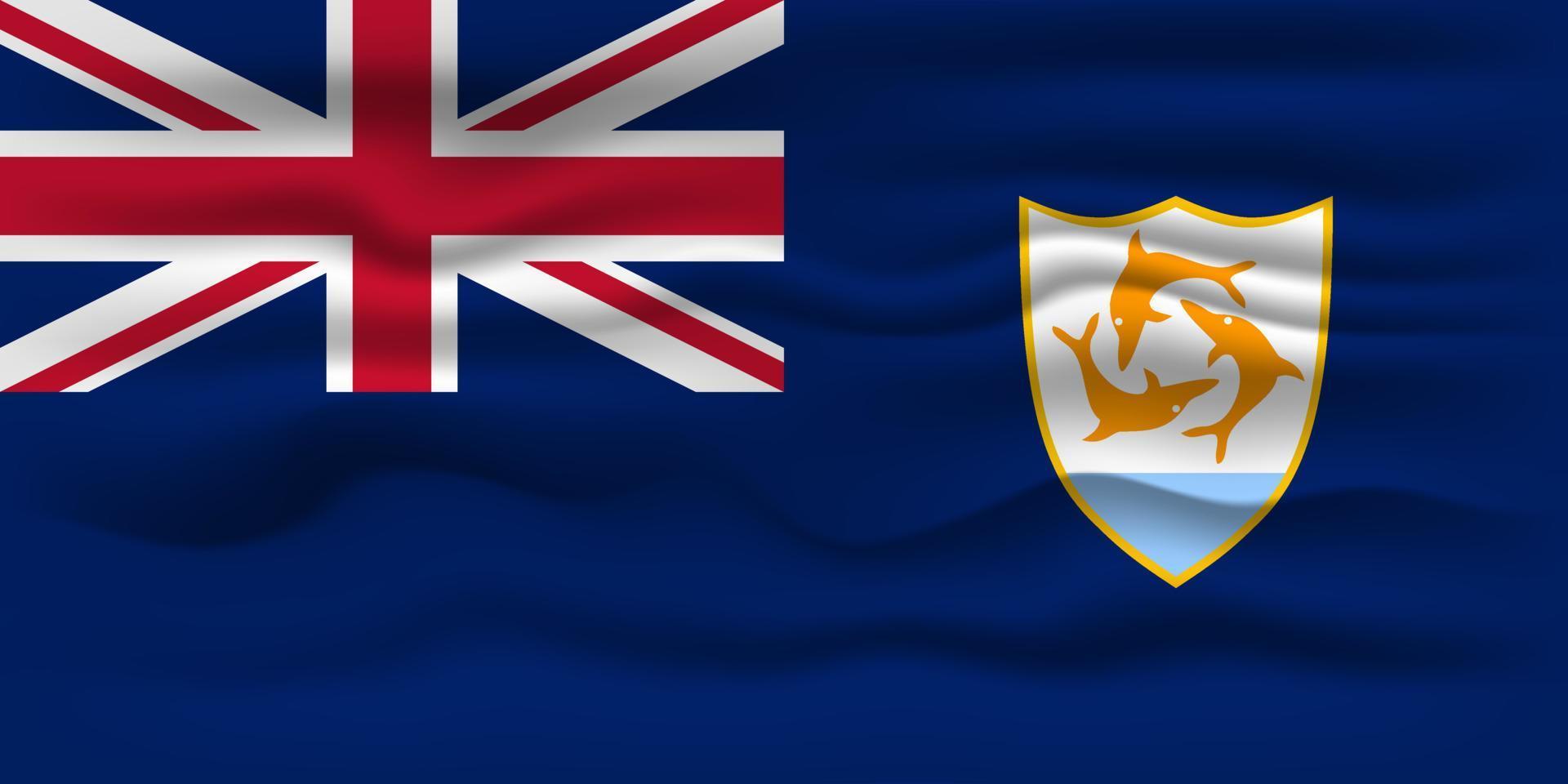Waving flag of the country Anguilla. Vector illustration.