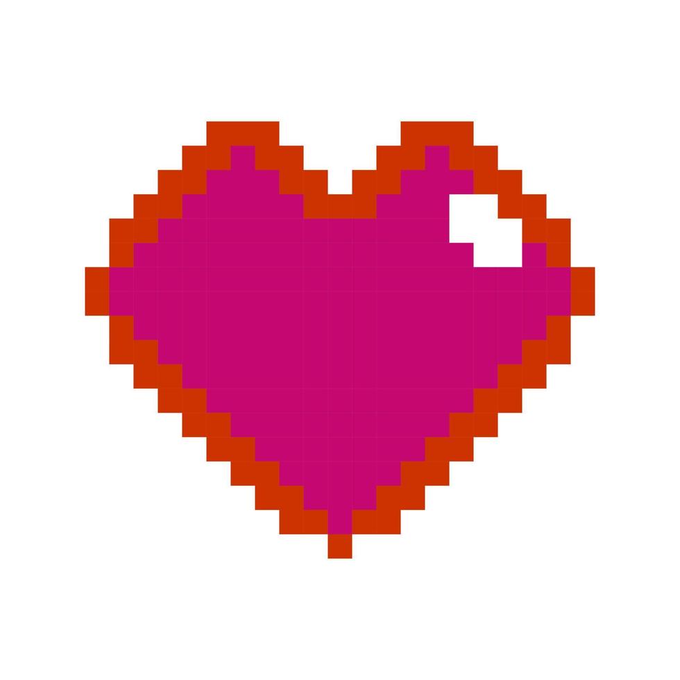 Red pixel heart. Vector illustration.