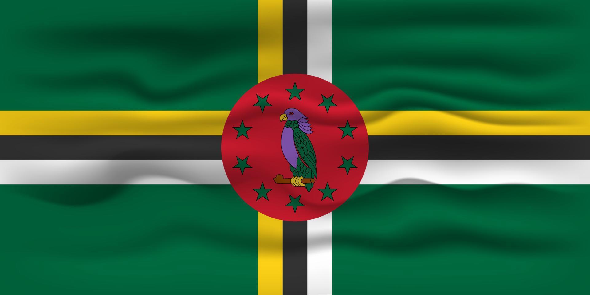 Waving flag of the country Dominica. Vector illustration.