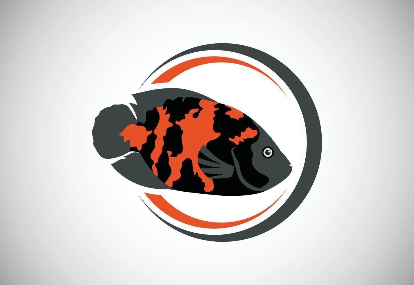pez oscar en círculo. plantilla de diseño de logotipo de pescado. icono de concepto de logotipo de tienda de restaurante de mariscos. vector