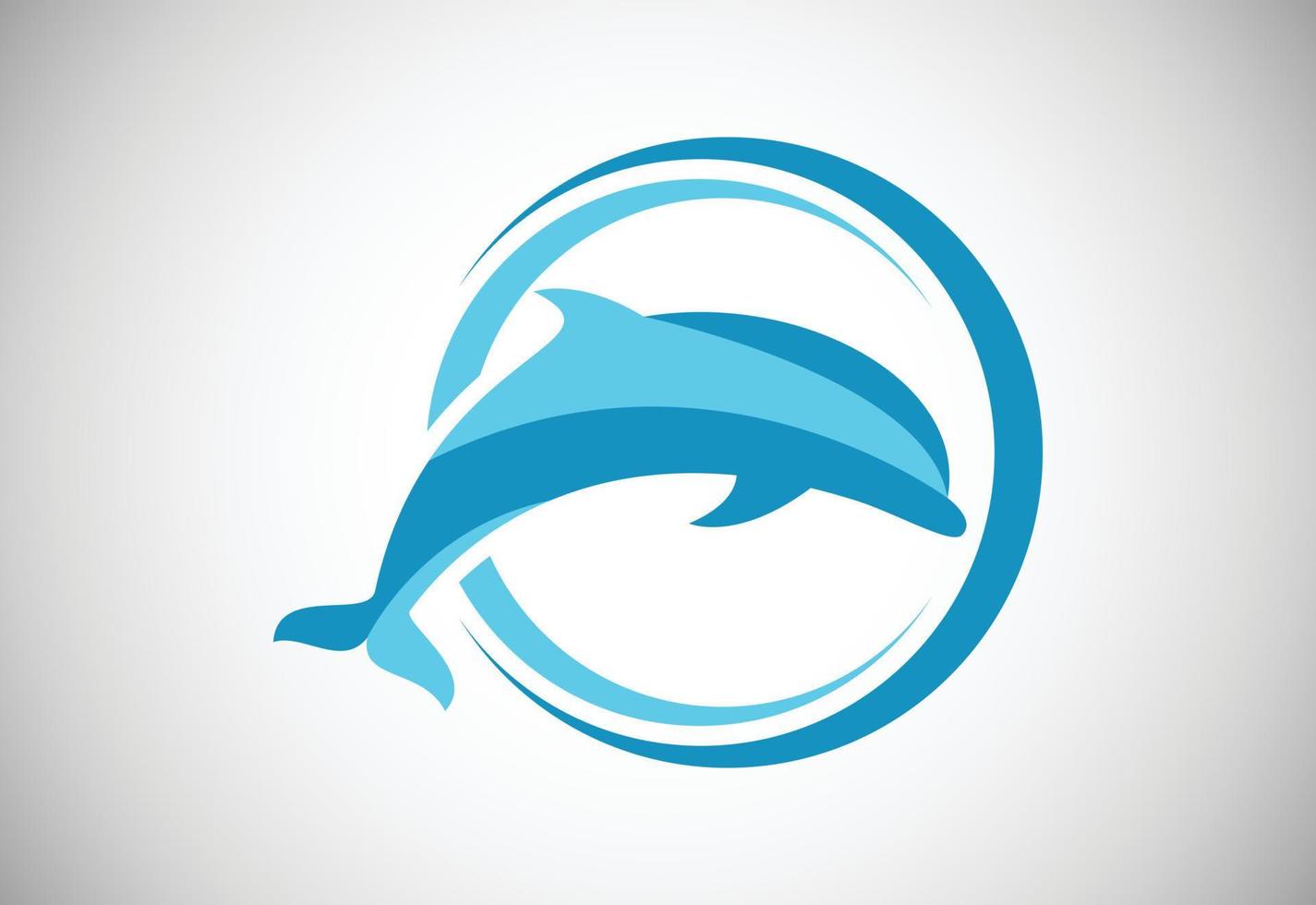 Dolphin in a circle. Fish logo design template. Seafood restaurant shop Logotype concept icon. vector