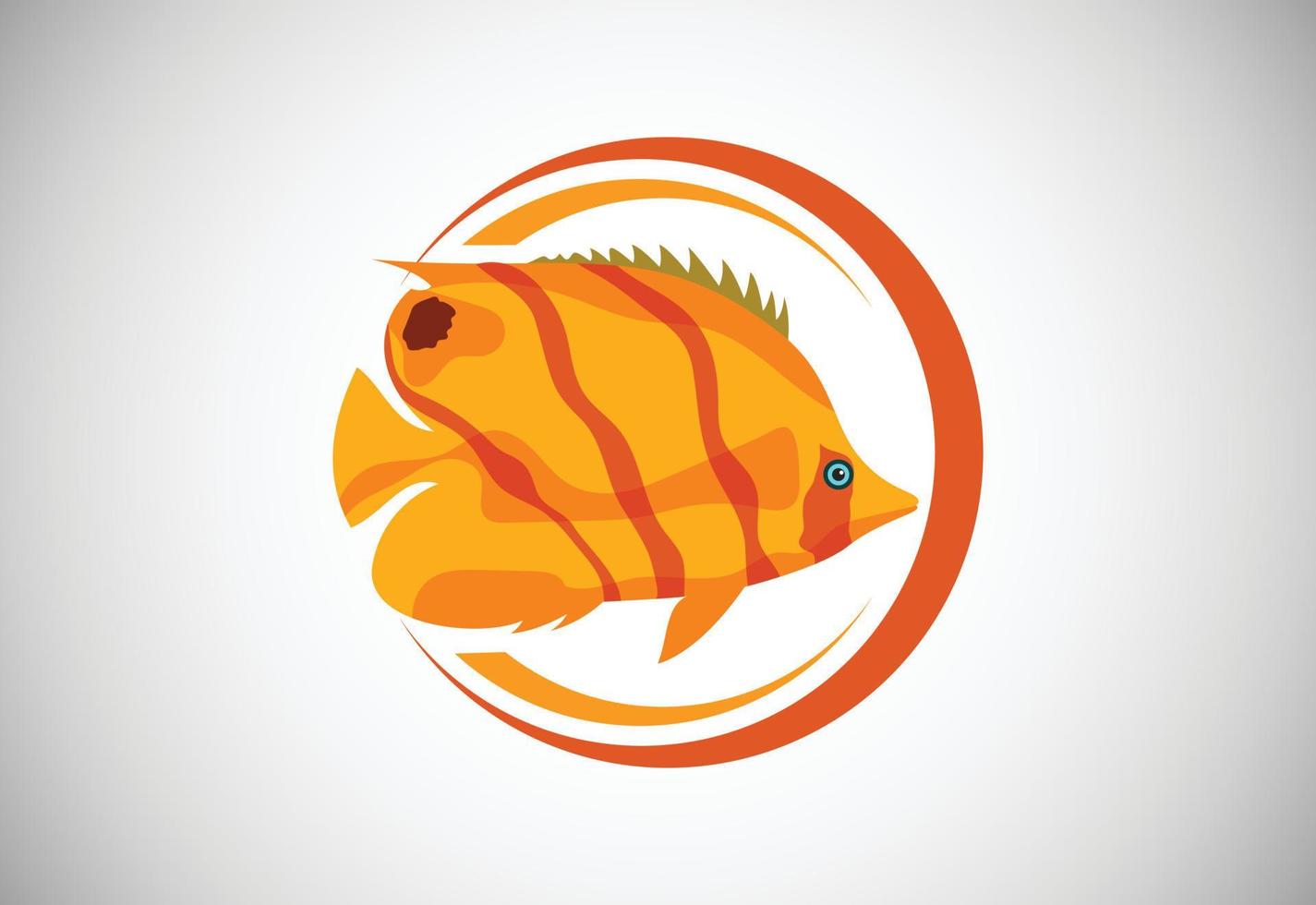 Butterflyfish in a circle. Fish logo design template. Seafood restaurant shop Logotype concept icon. vector